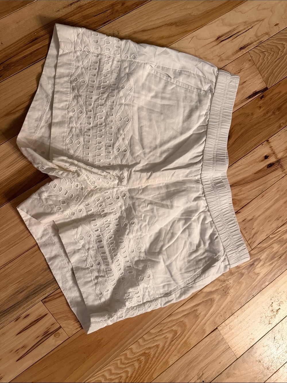 J. Crew White Elastic-Waist Eyelet Shorts